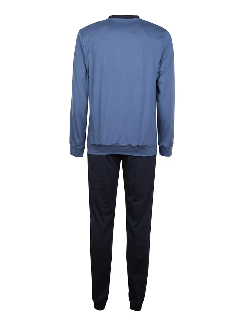 Pigiama lungo uomo in cotone - blu