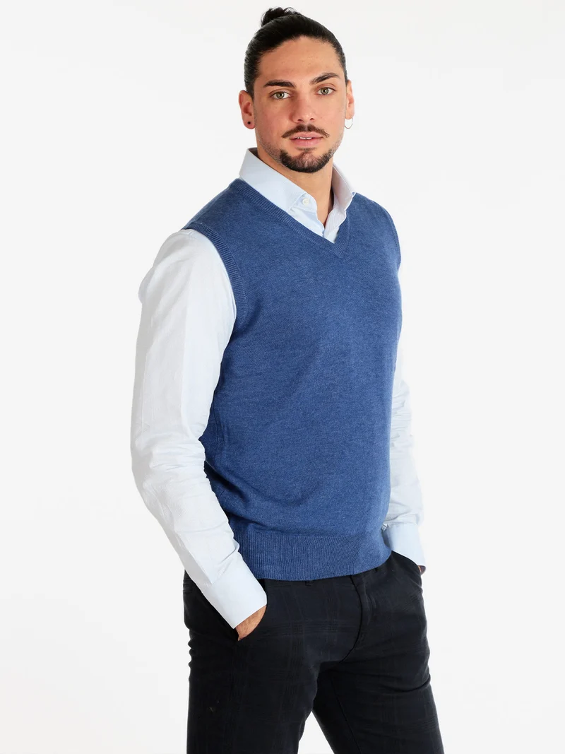 Gilet in maglia da uomo in misto cachemire - blu