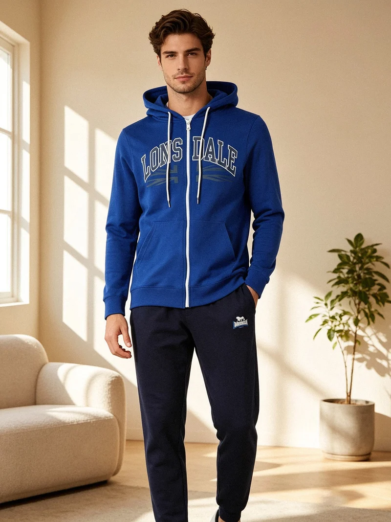 Completo tuta da uomo 2 pezzi con cappuccio e zip - blu