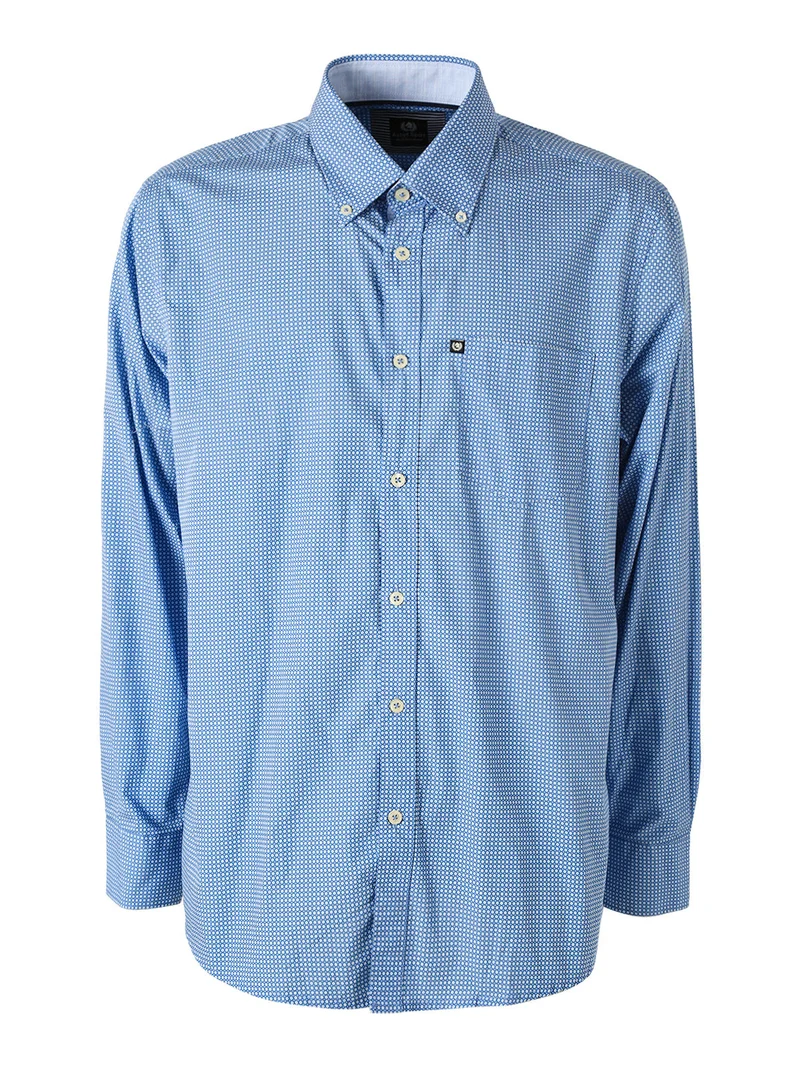 Camicia da uomo in cotone a maniche lunghe con taschino - blu