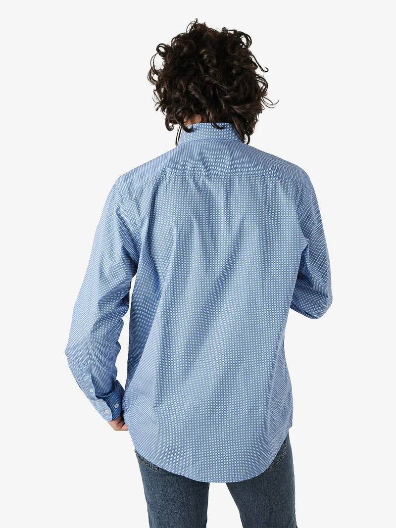Camicia da uomo in cotone a maniche lunghe con taschino - blu