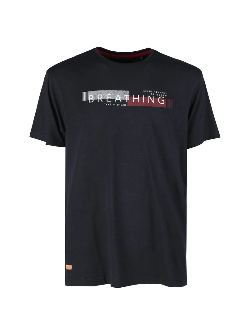 T-shirt uomo in cotone con stampa scrtita - blu scuro