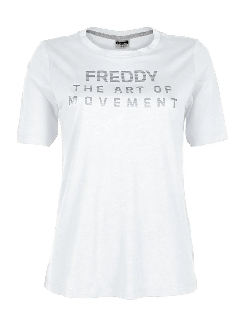 T-shirt manica corta con scritta - bianco