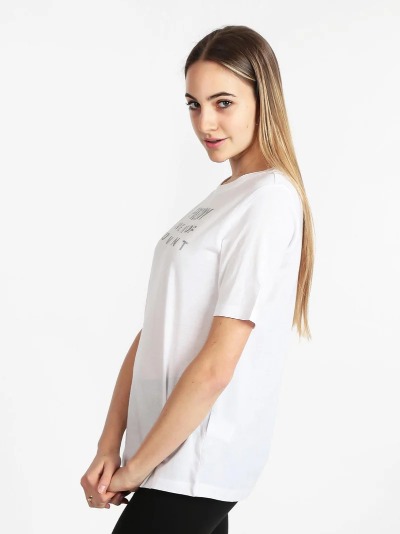 T-shirt manica corta con scritta - bianco