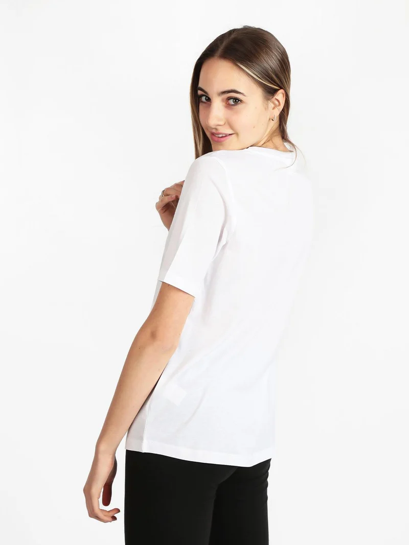 T-shirt manica corta con scritta - bianco