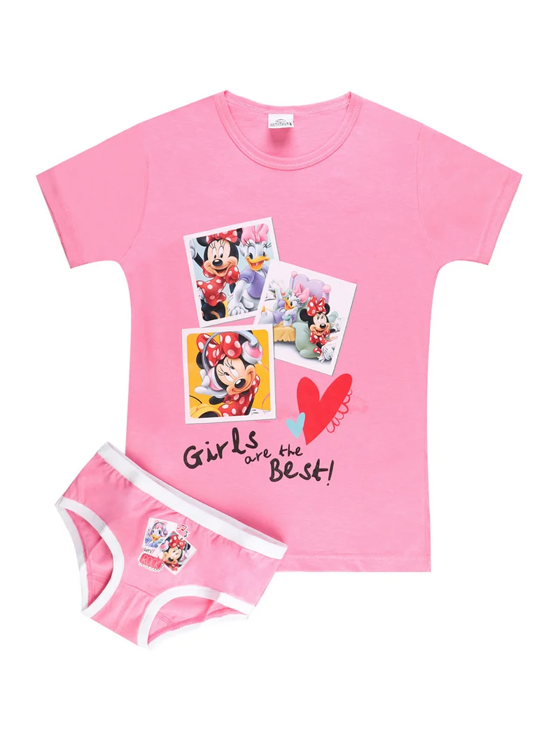 MINNIE MOUSE completo intimo da bambina t-shirt + slip - rosa