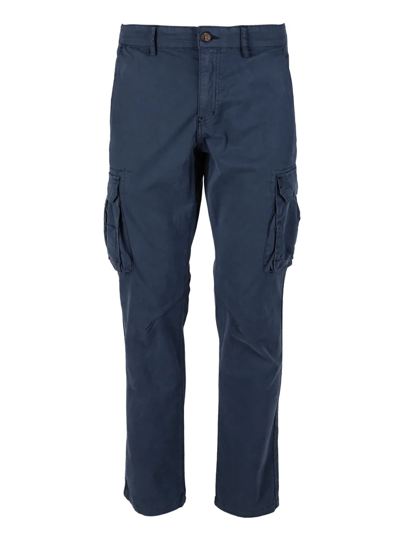 Pantaloni cargo da uomo in cotone - blu scuro