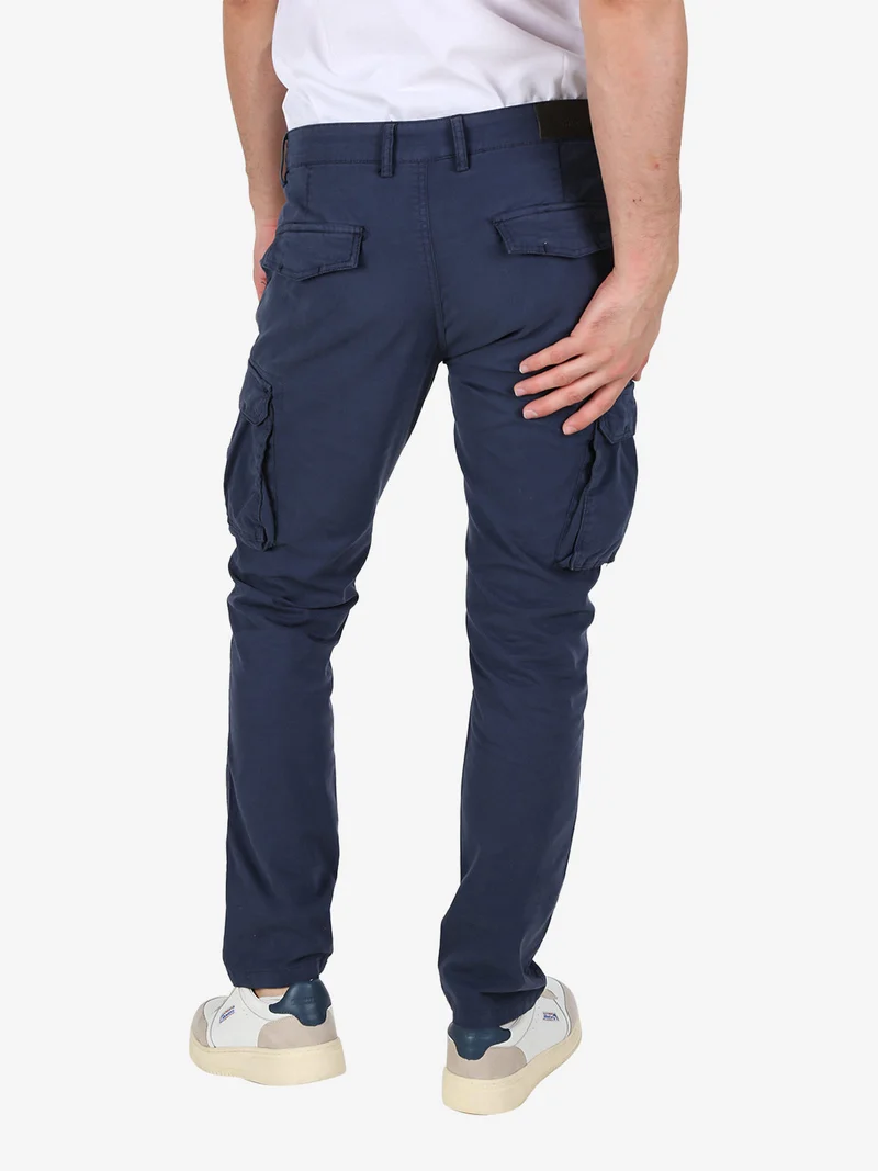 Pantaloni cargo da uomo in cotone - blu scuro