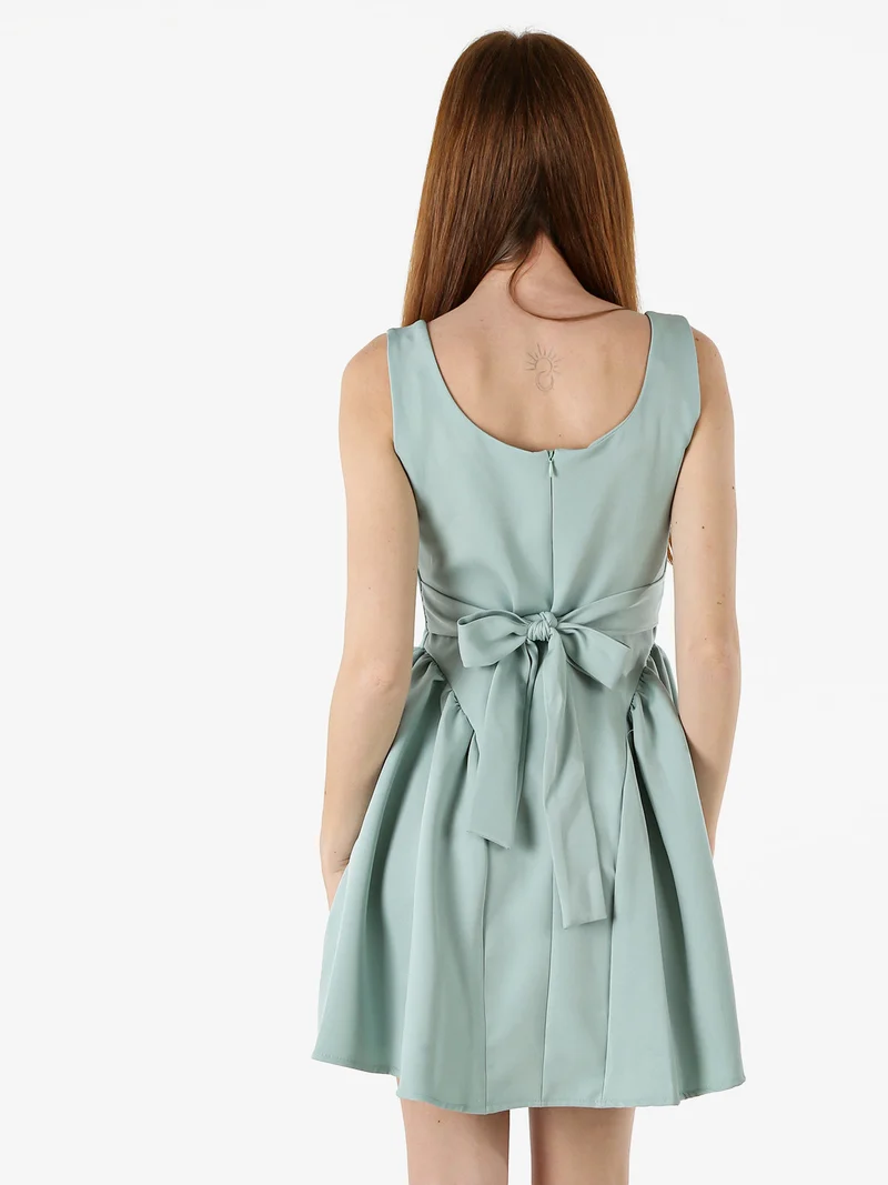 Vestito donna a spalla stretta con scollo quadrato - acqua marina