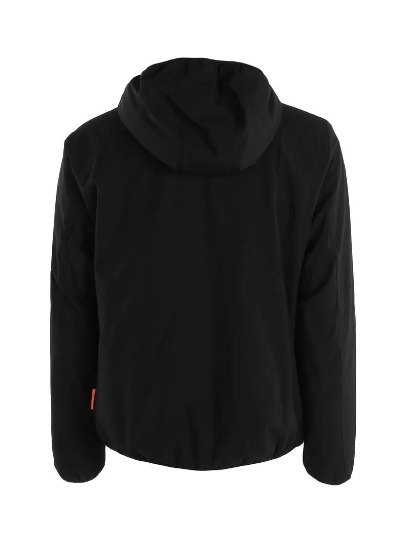 Giubbotto impermeabile da uomo con cappuccio e zip - nero