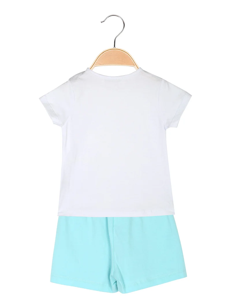 Completo corto da neonata con t-shirt e shorts - acqua marina