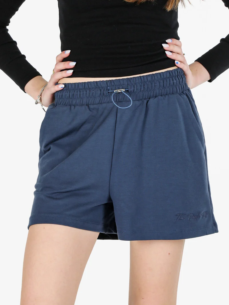 Shorts donna sportivi con coulisse - blu scuro
