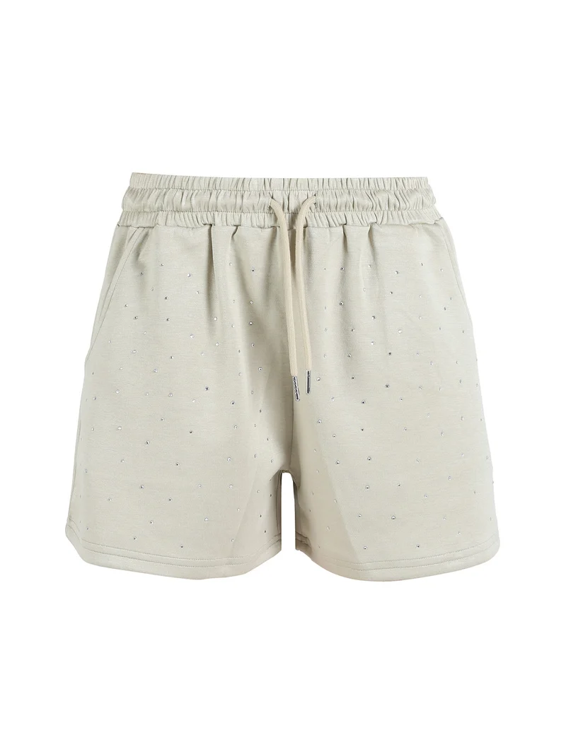 Shorts donna con strass - verde chiaro