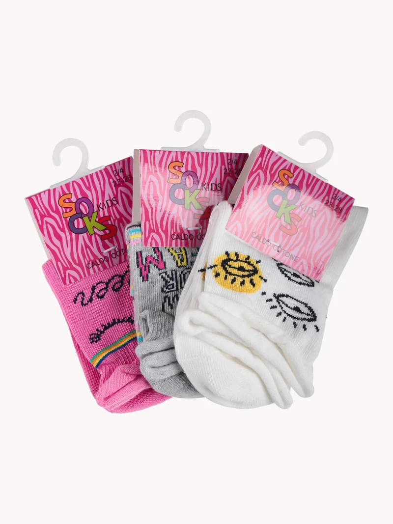 Calze corte da bambina confezione da 3 paia - fucsia