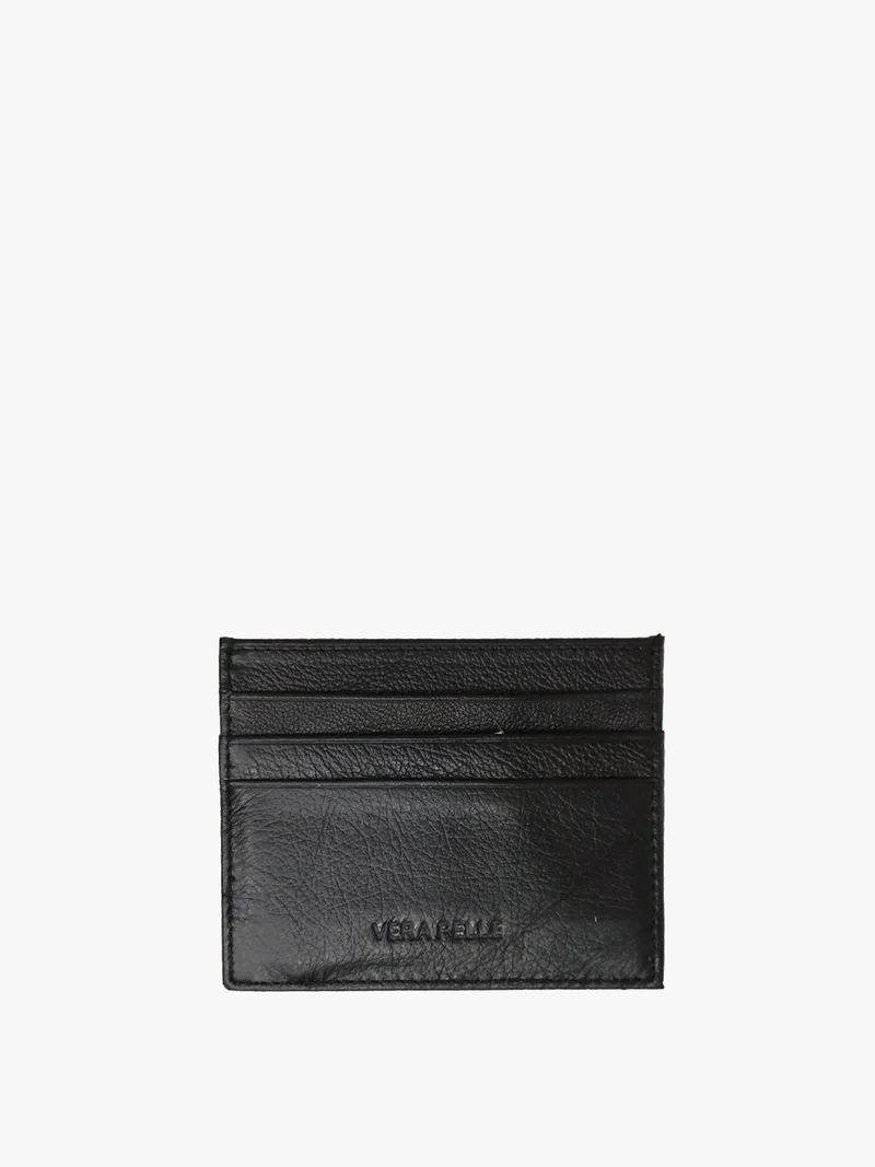 Portatessere in pelle - nero
