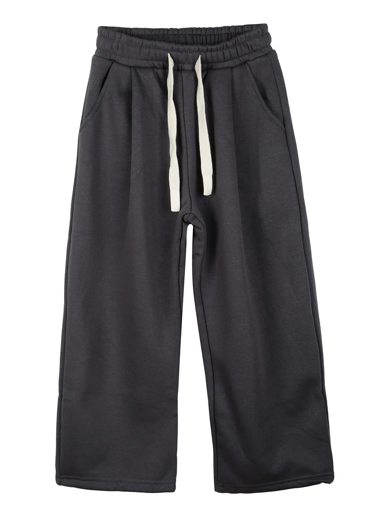 Pantaloni tuta da ragazzo in felpa con coulisse e interno felpato - grigio