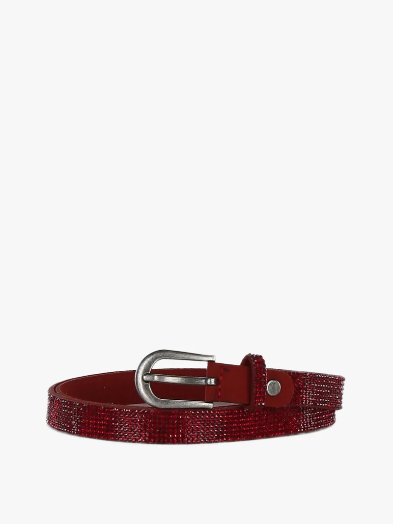 Cintura con strass - bordeaux