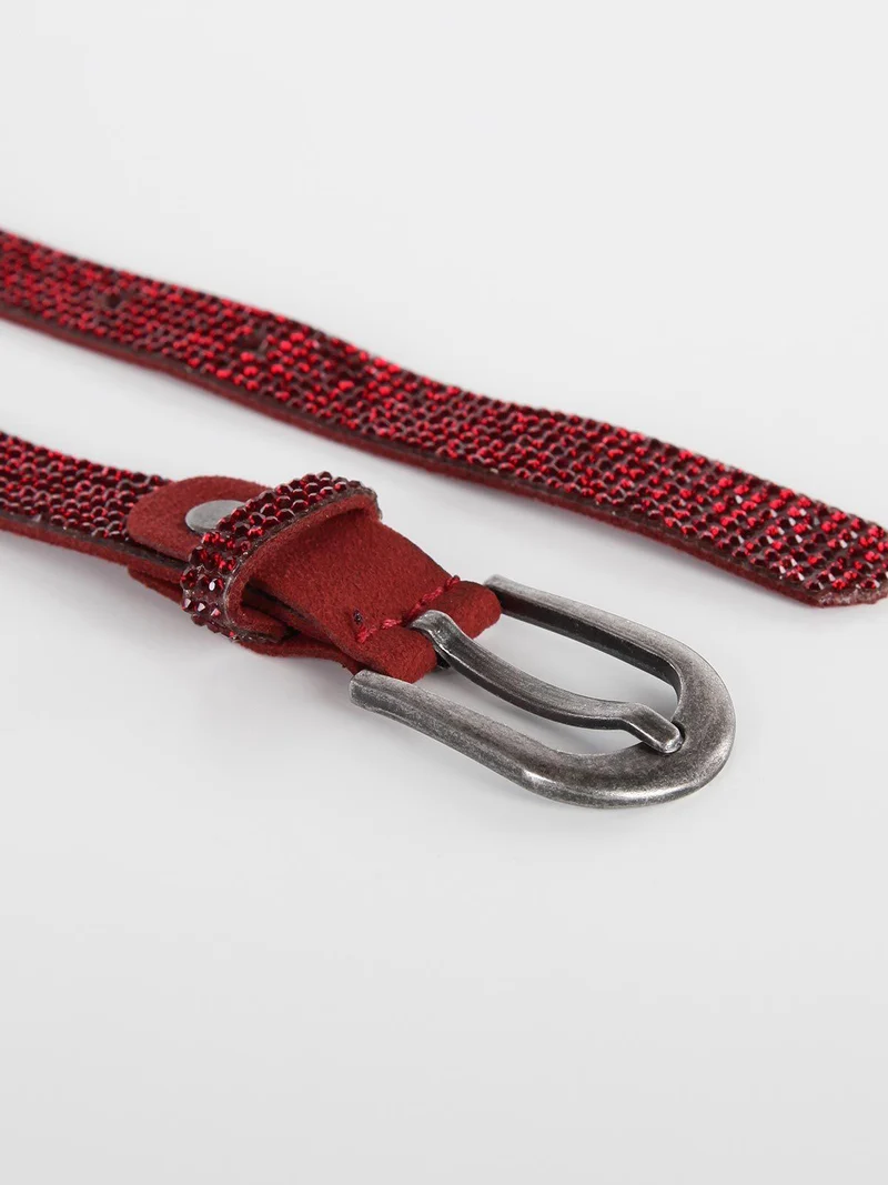 Cintura con strass - bordeaux