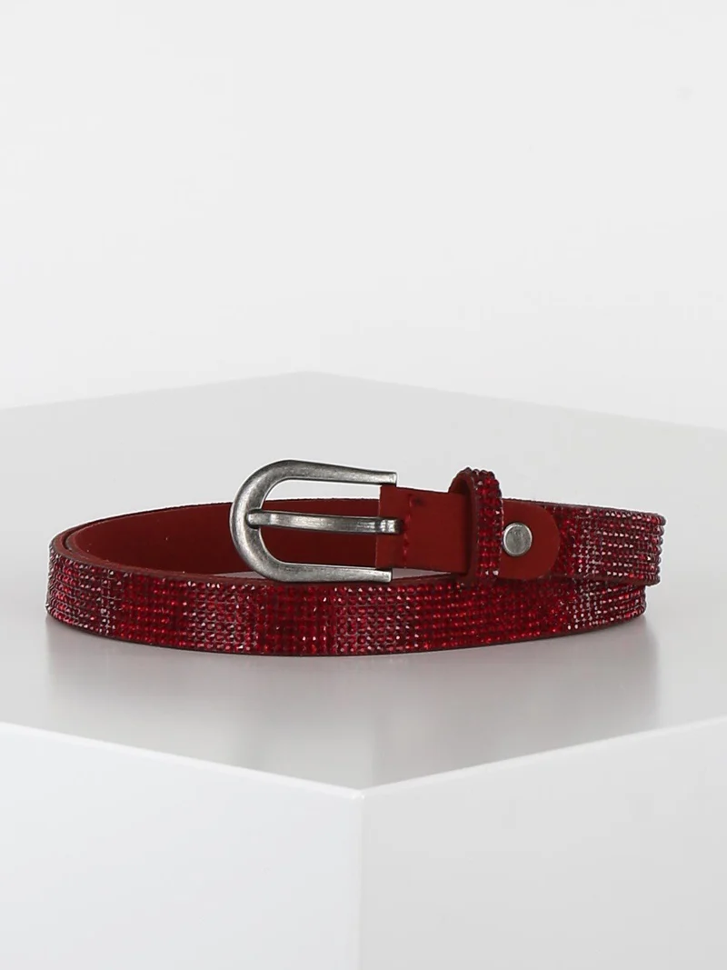 Cintura con strass - bordeaux