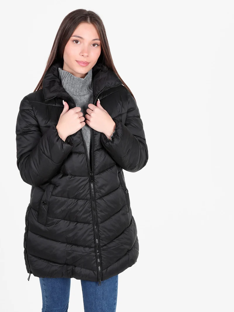 Piumino donna lungo imbottito taglie grandi - nero