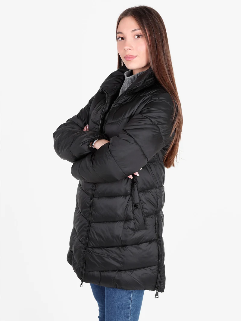 Piumino donna lungo imbottito taglie grandi - nero