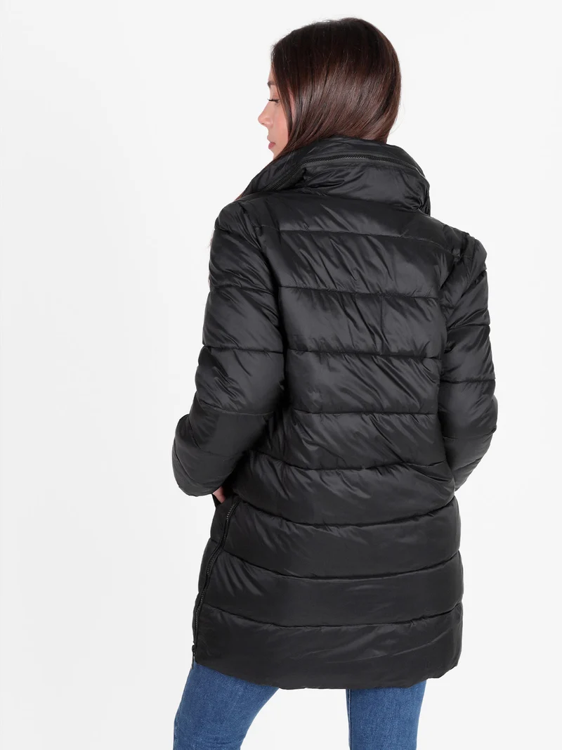Piumino donna lungo imbottito taglie grandi - nero