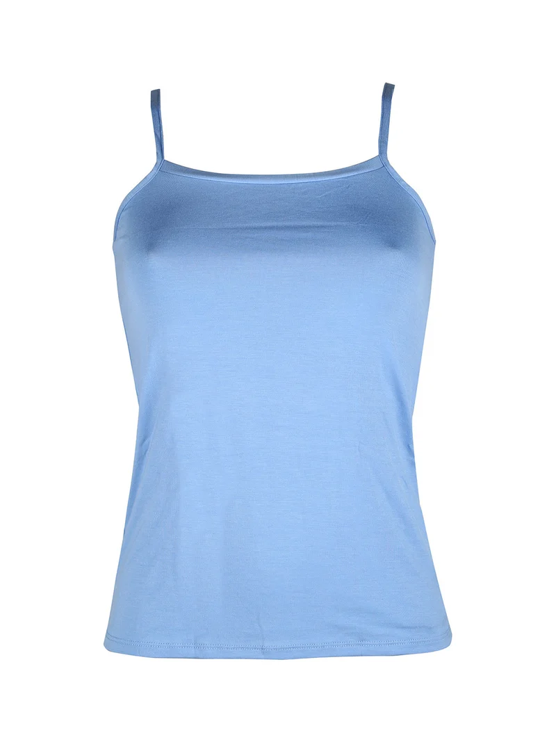 P0717M top donna in bamboo con spalline sottili - azzurro