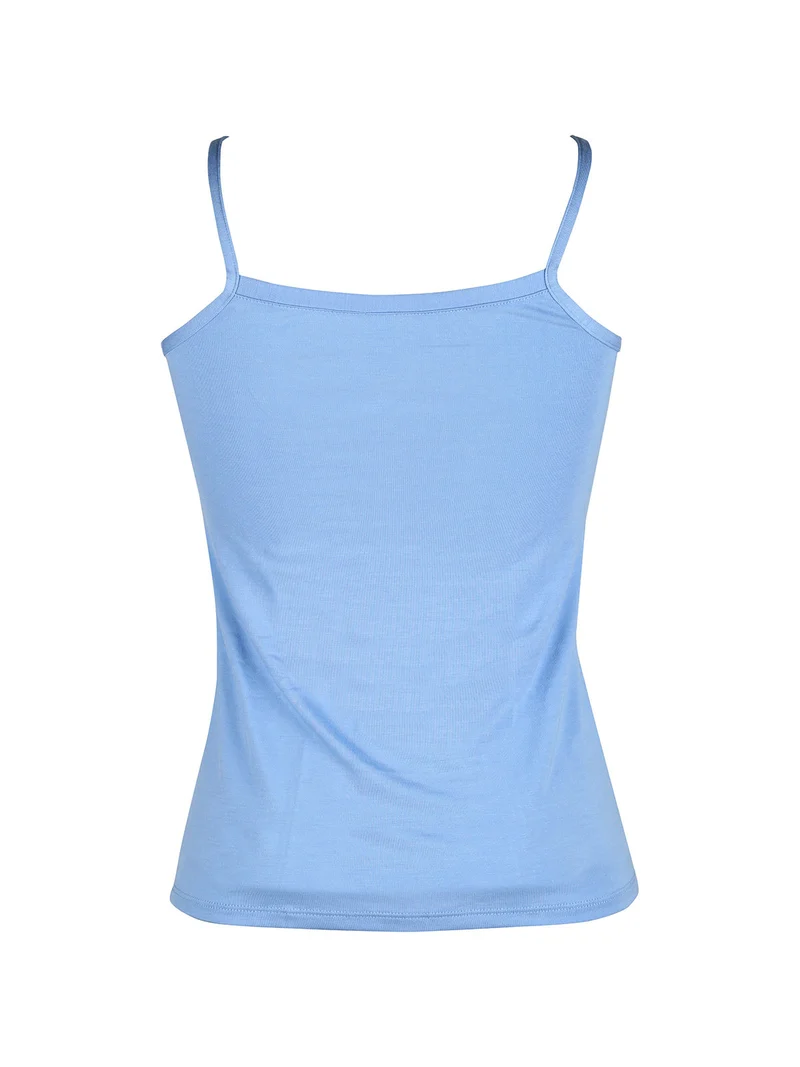 P0717M top donna in bamboo con spalline sottili - azzurro