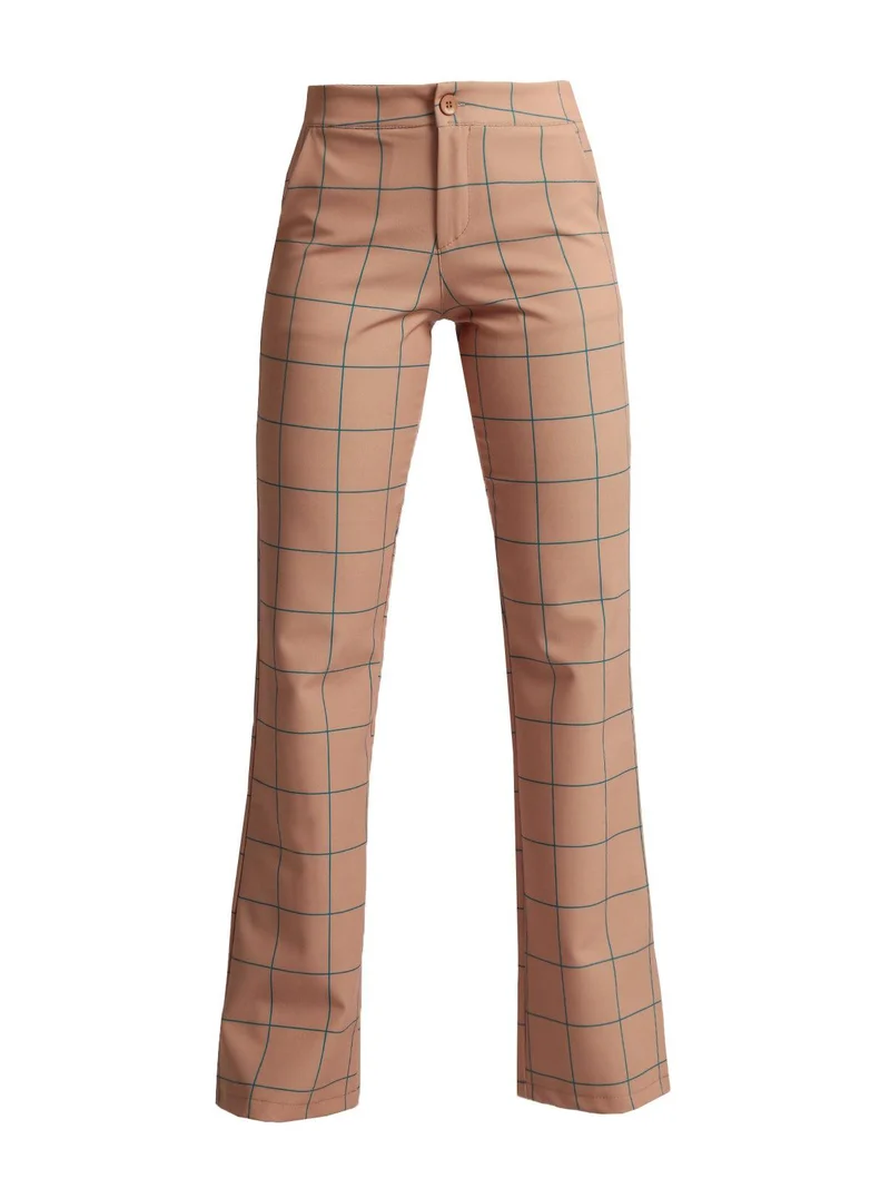 Pantaloni classici a quadri - cammello