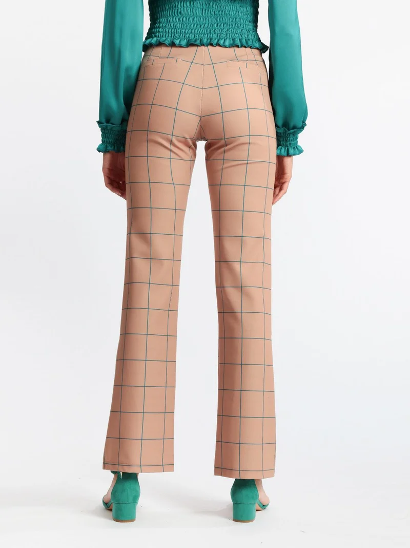 Pantaloni classici a quadri - cammello