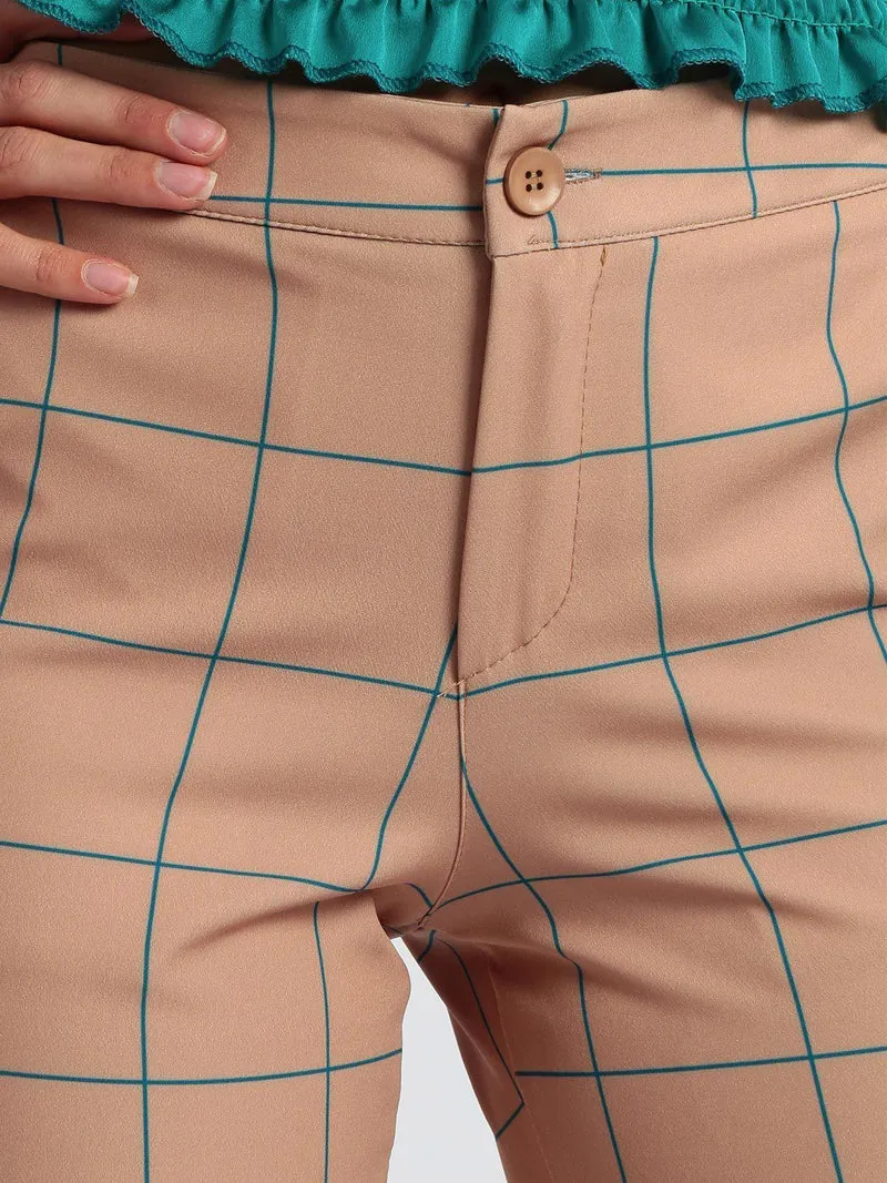 Pantaloni classici a quadri - cammello