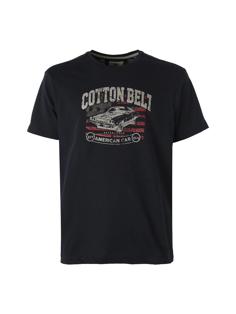 T-shirt da uomo in cotone con stampa - blu scuro