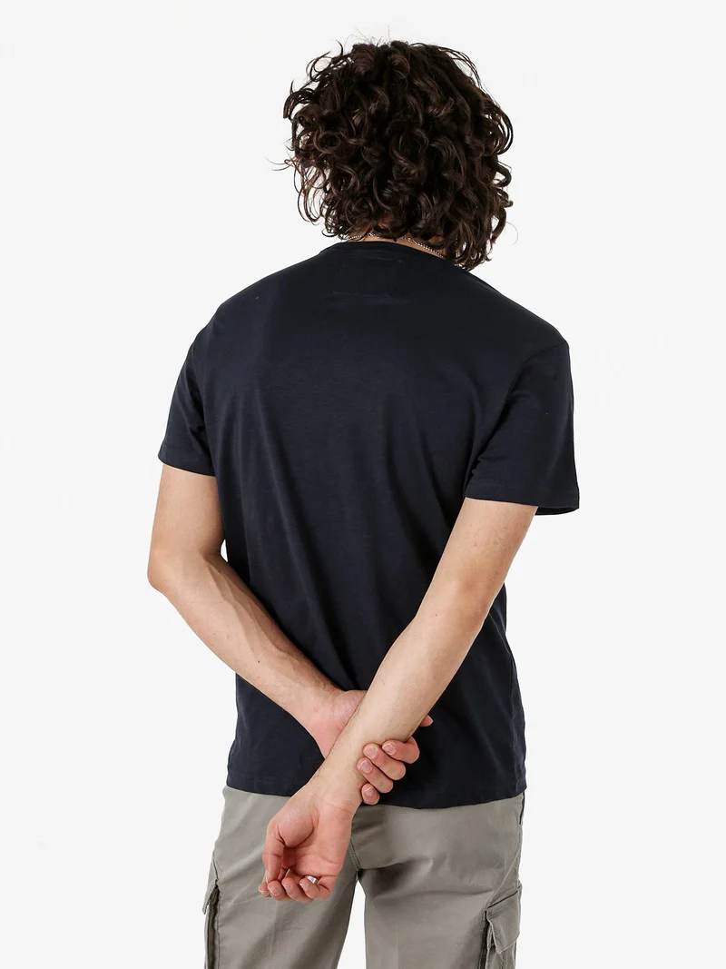 T-shirt da uomo in cotone con stampa - blu scuro