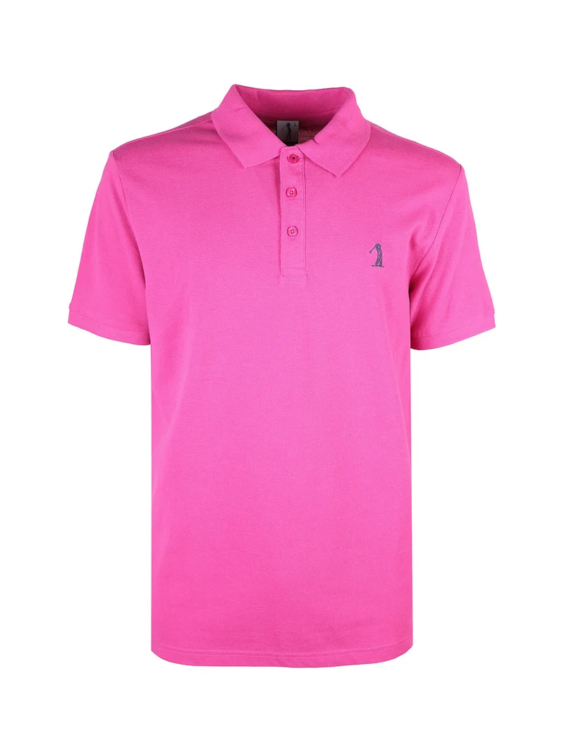 Polo da uomo in cotone a maniche corte - fucsia