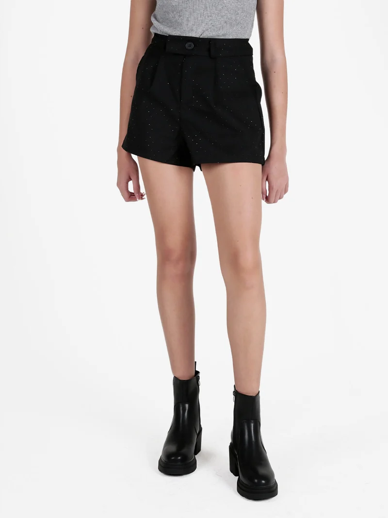 Shorts donna con strass - nero