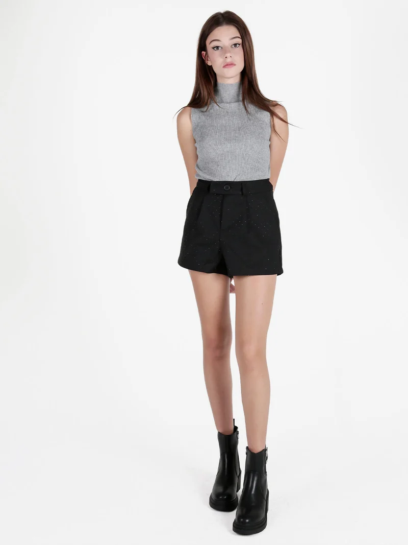 Shorts donna con strass - nero
