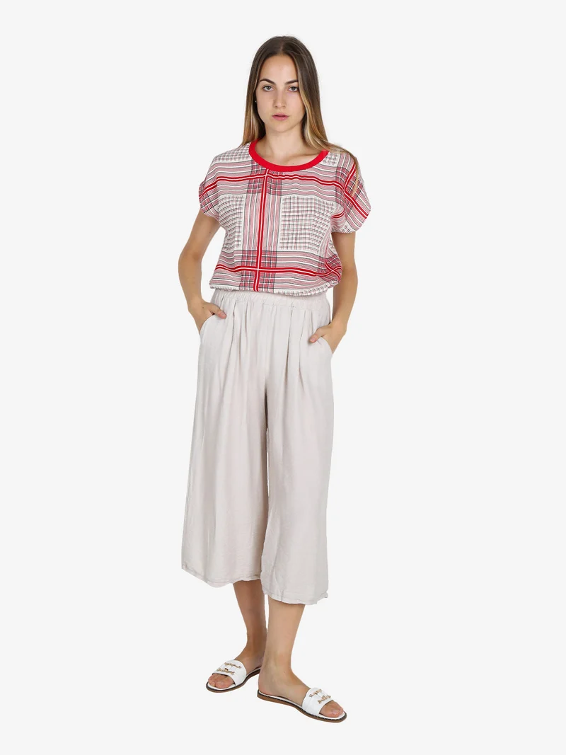 Blusa da donna girocollo a maniche corte - rosso