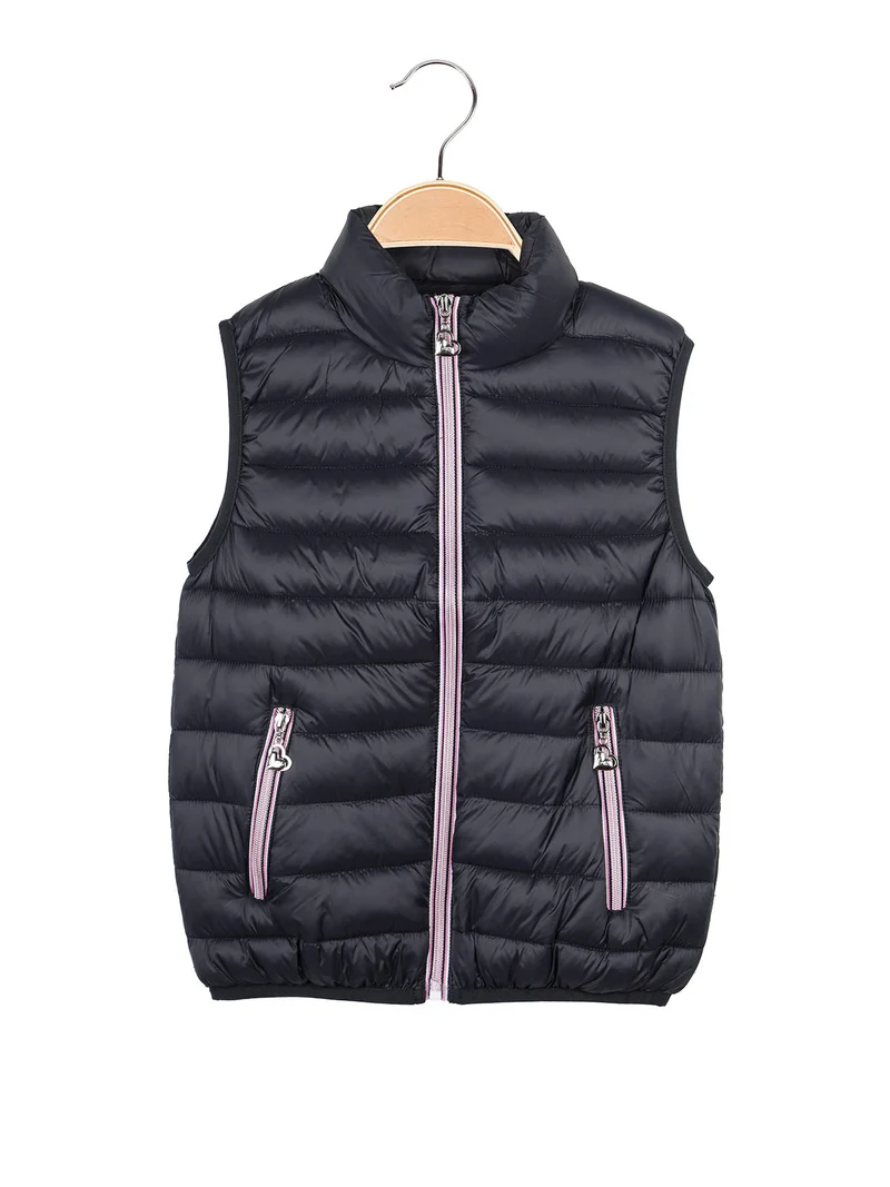 Smanicato da bambina imbottito con zip - blu scuro