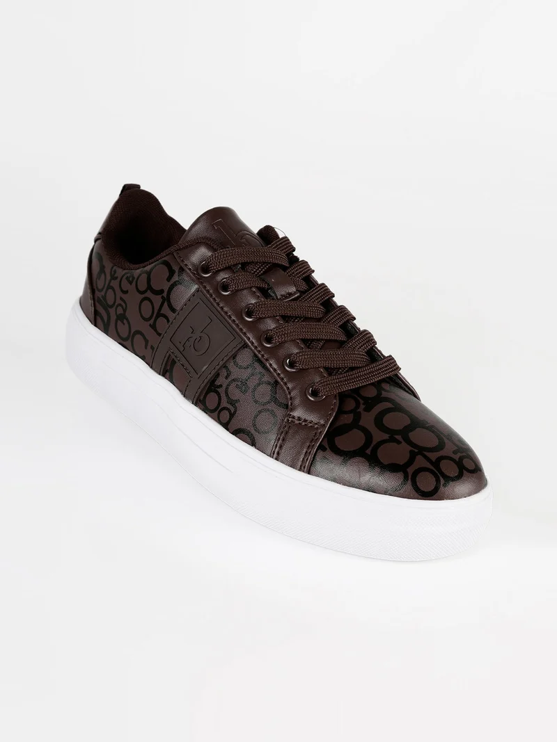 Sneakers donna con stampe - marrone