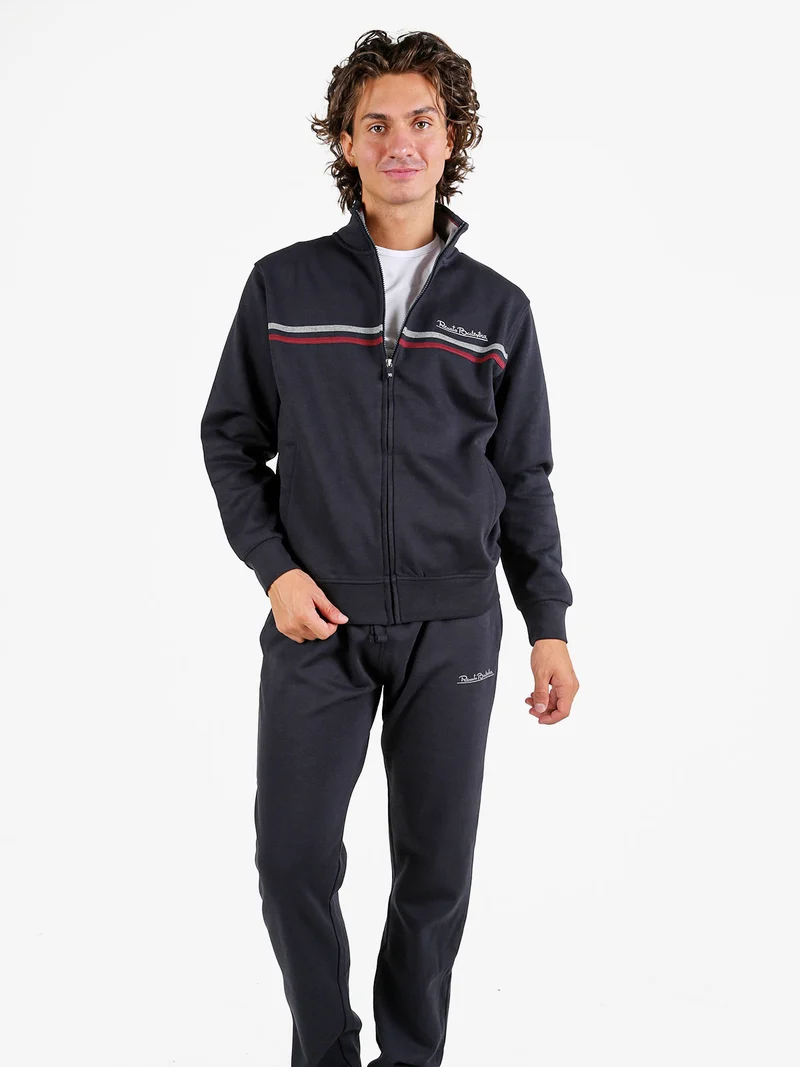Completo tuta da uomo 2 pezzi con felpa zip e pantaloni - blu scuro