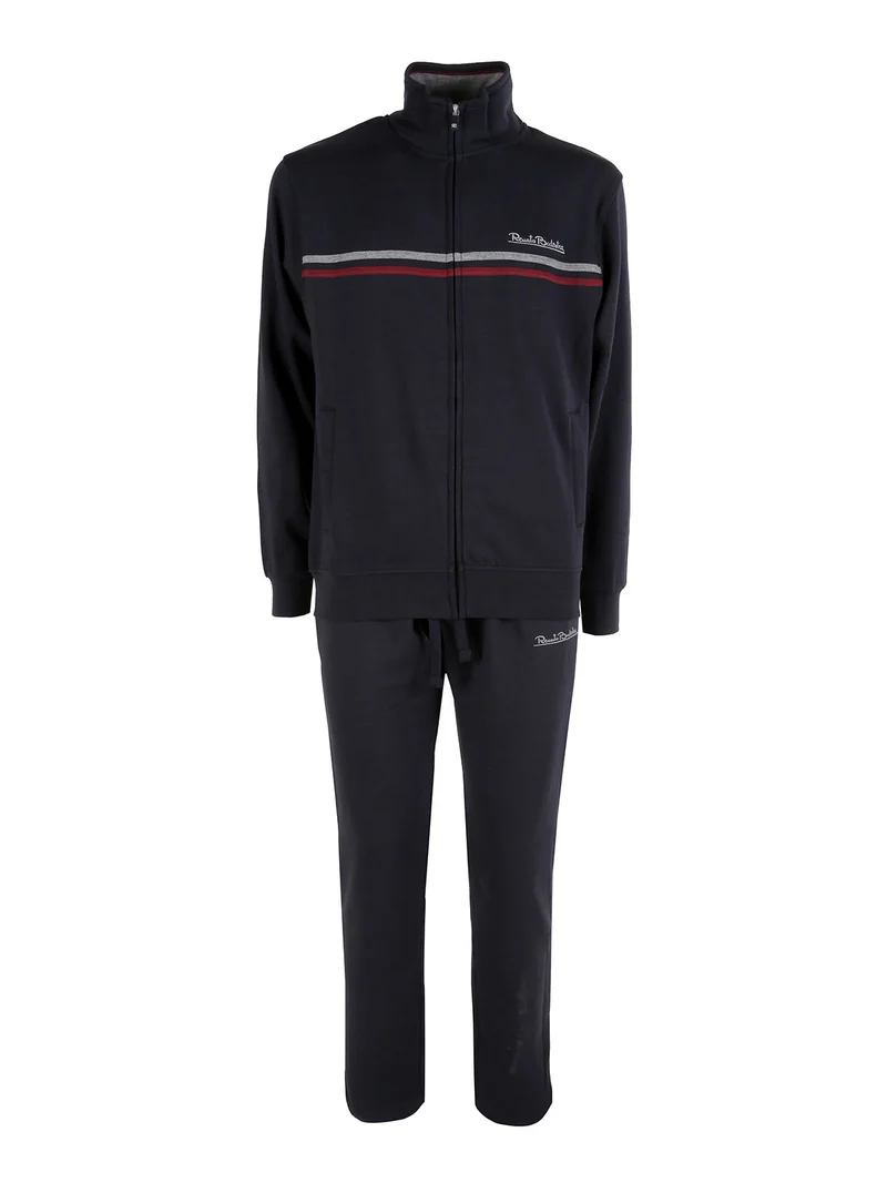 Completo tuta da uomo 2 pezzi con felpa zip e pantaloni - blu scuro