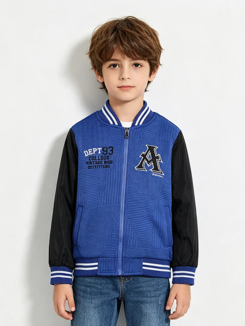 Giubbino baseball da bambino con zip - blu