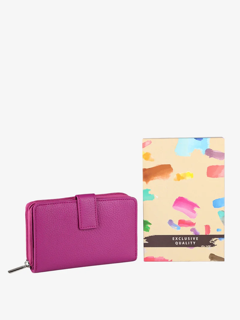 Portafoglio in pelle da donna - fucsia