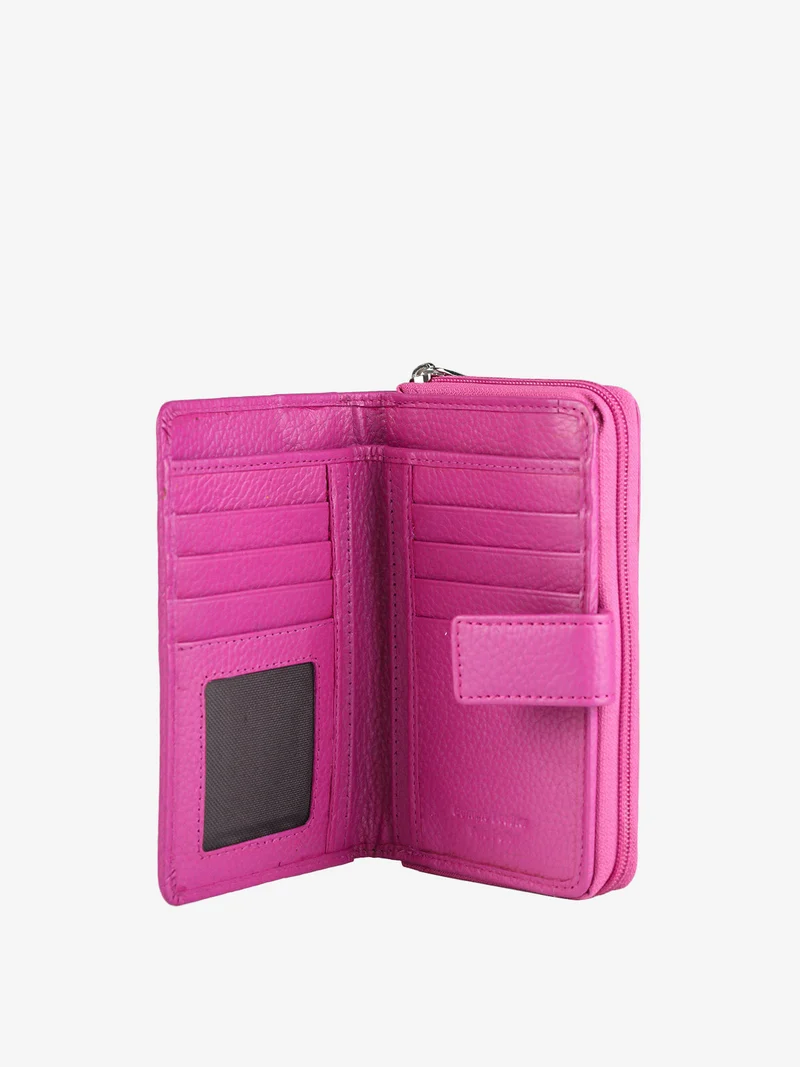 Portafoglio in pelle da donna - fucsia