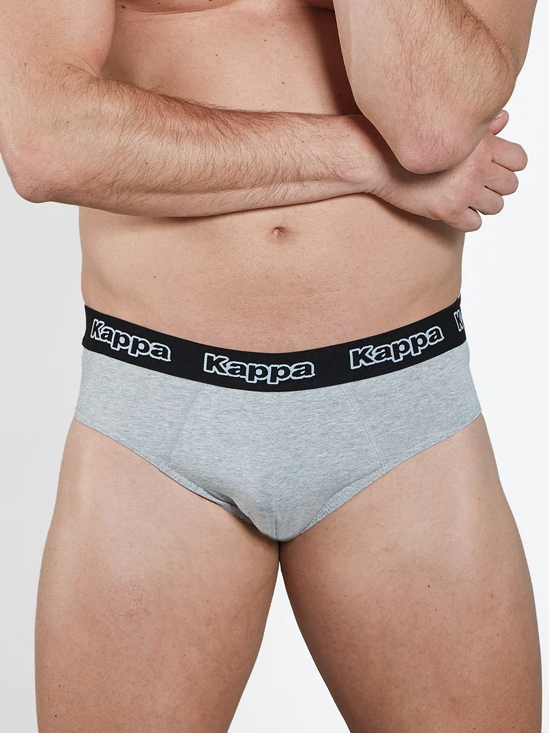 Slip da uomo in cotone con scritta - grigio