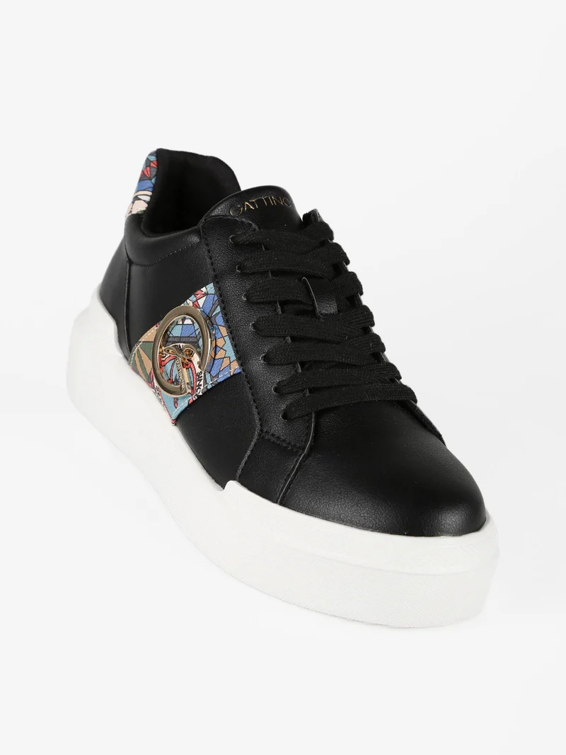 Sneakers donna con platform - nero