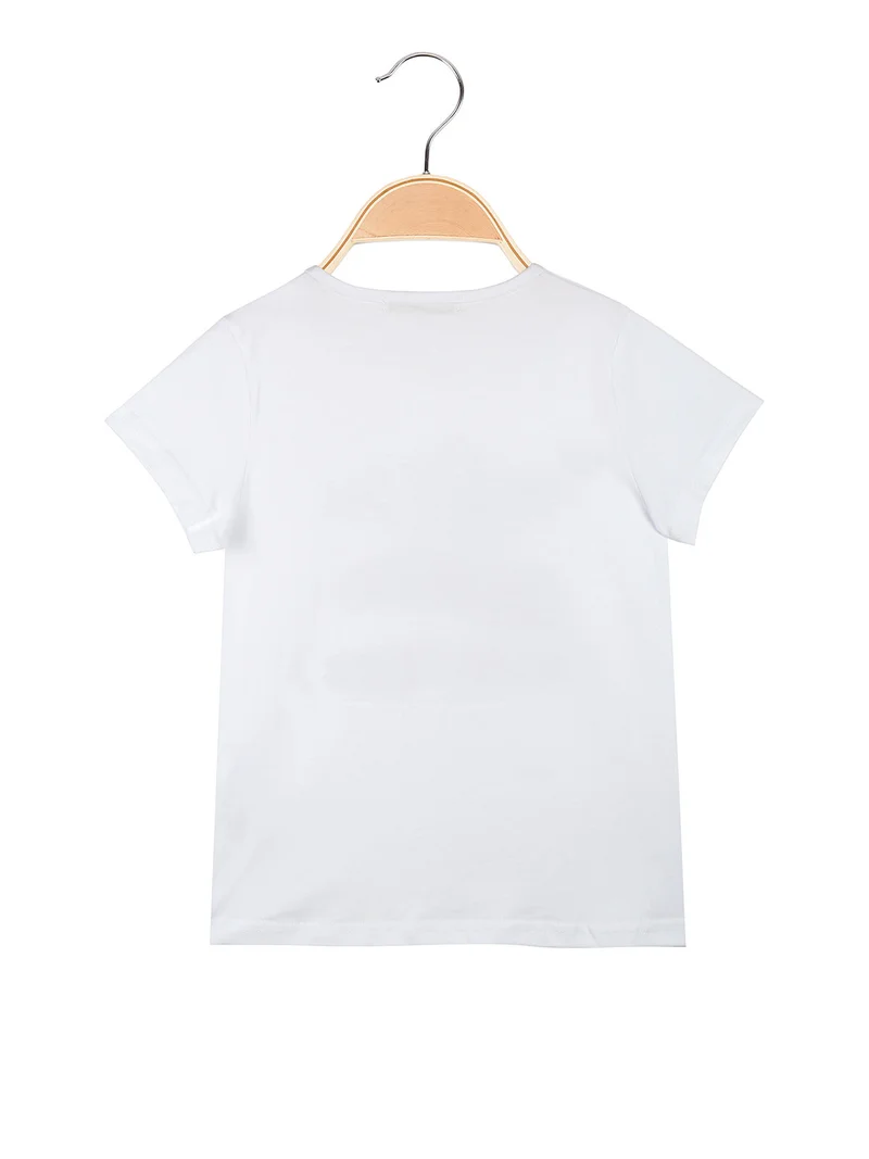 T-shirt da bambina in cotone con stampa cuori - militare