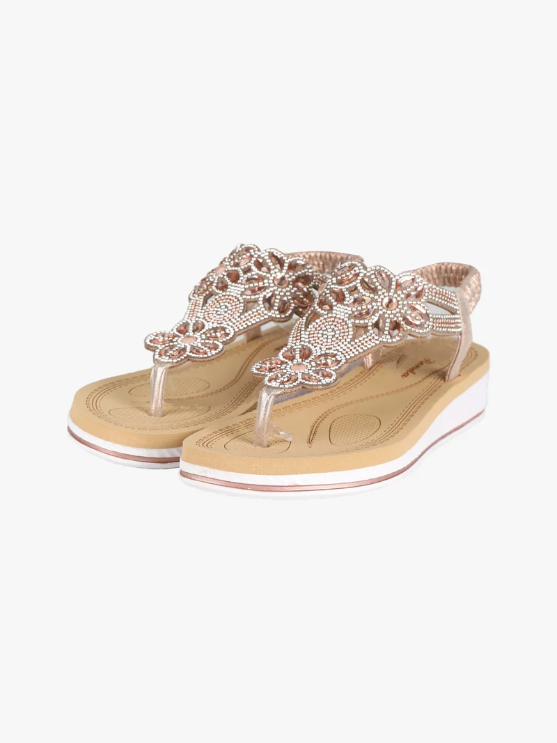 Sandali infradito slip on con strass da donna - champagne