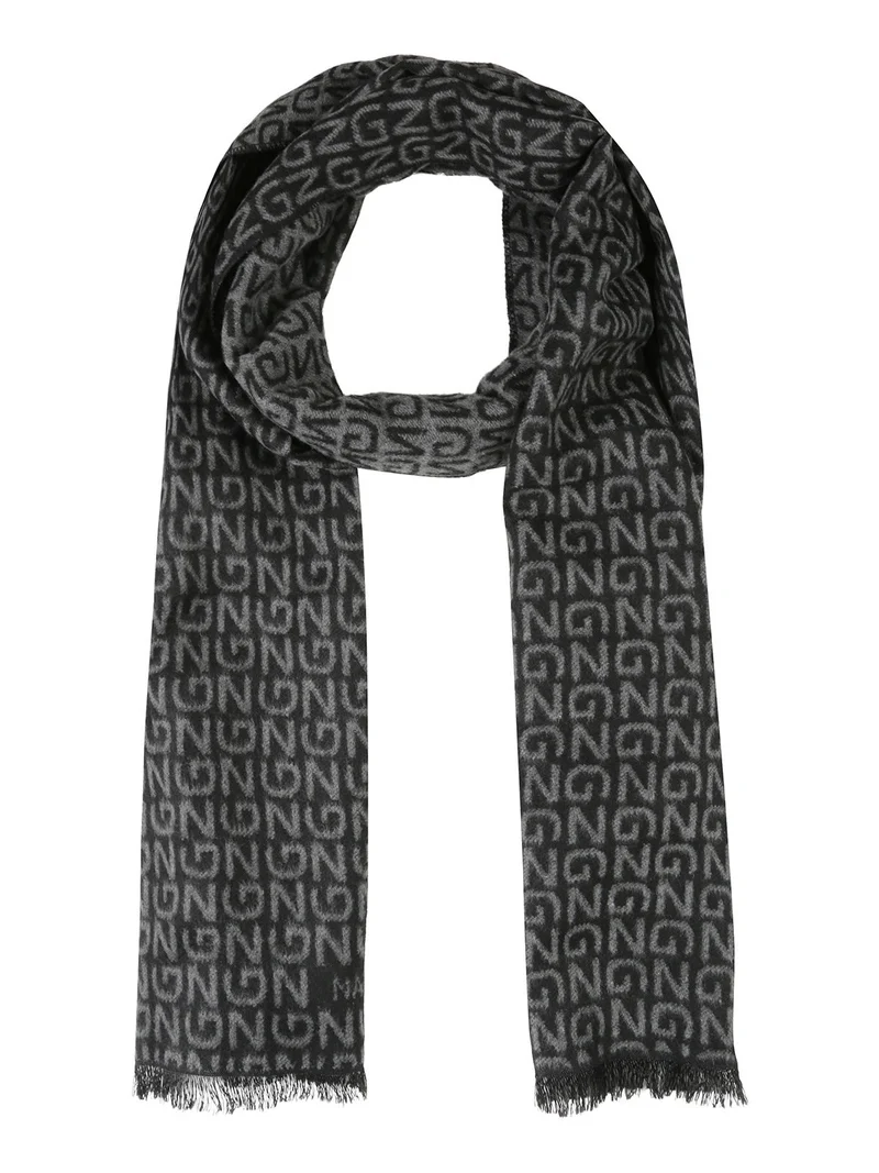 Sciarpa uomo con stampe e finale sfrangiato - nero