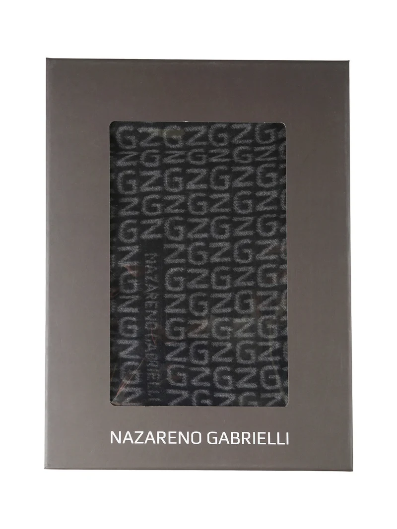 Sciarpa uomo con stampe e finale sfrangiato - nero